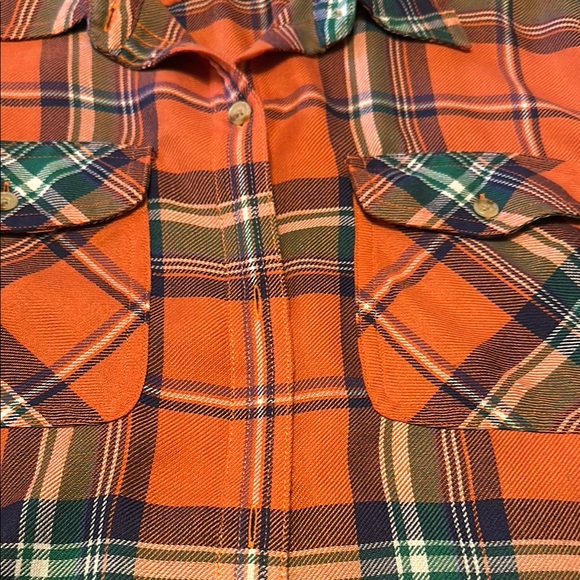 Chaps Orange Plaid Button Down Shirt - Picture 4 of 8